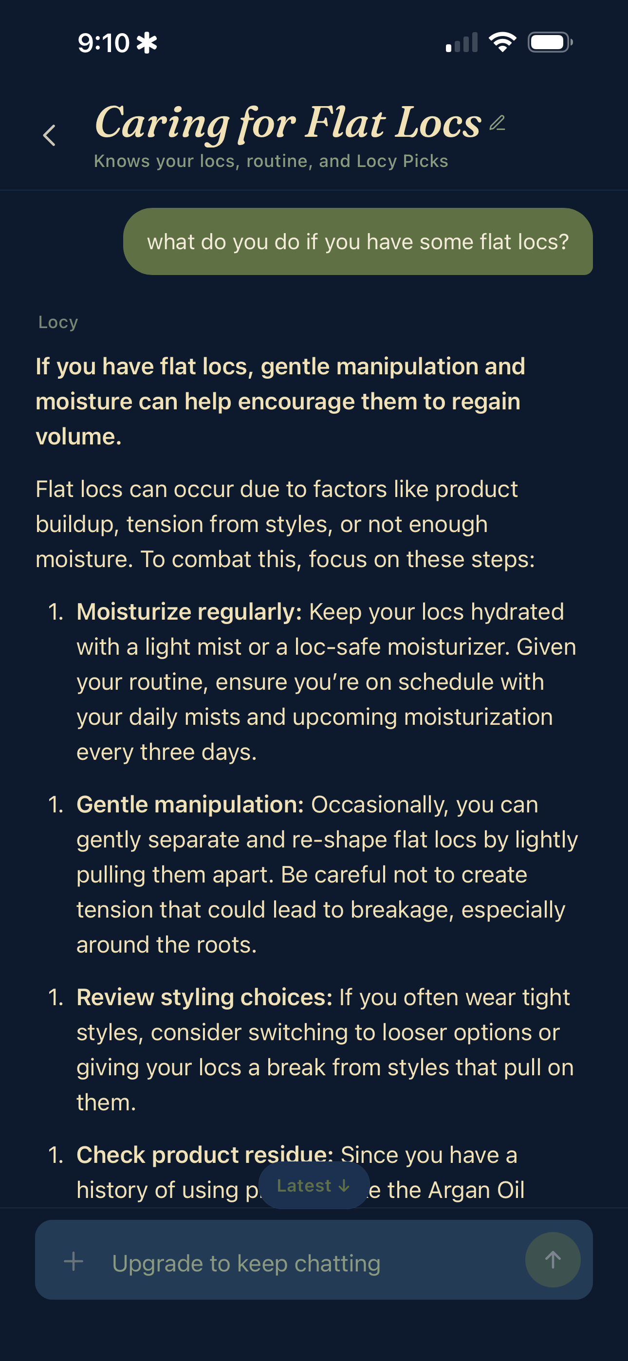 Locy Companion guidance for flat locs